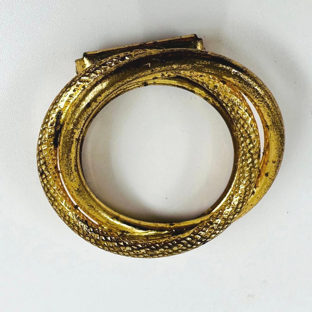 Vintage Dress Clip Germany Textured & Smooth Gold Tone 1.25" Round Circle